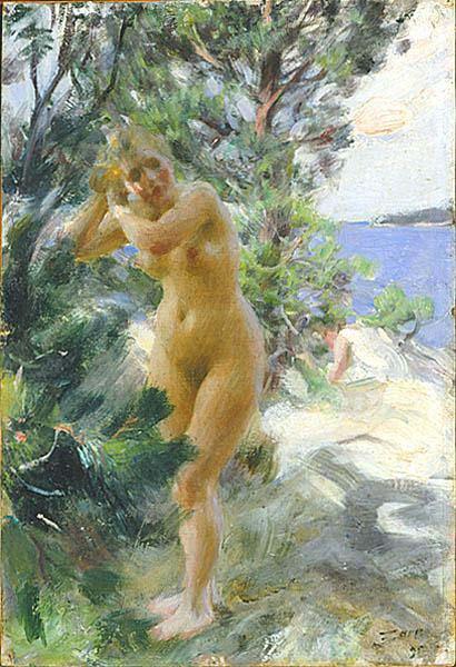 Anders Zorn After the Bath, oil painting image